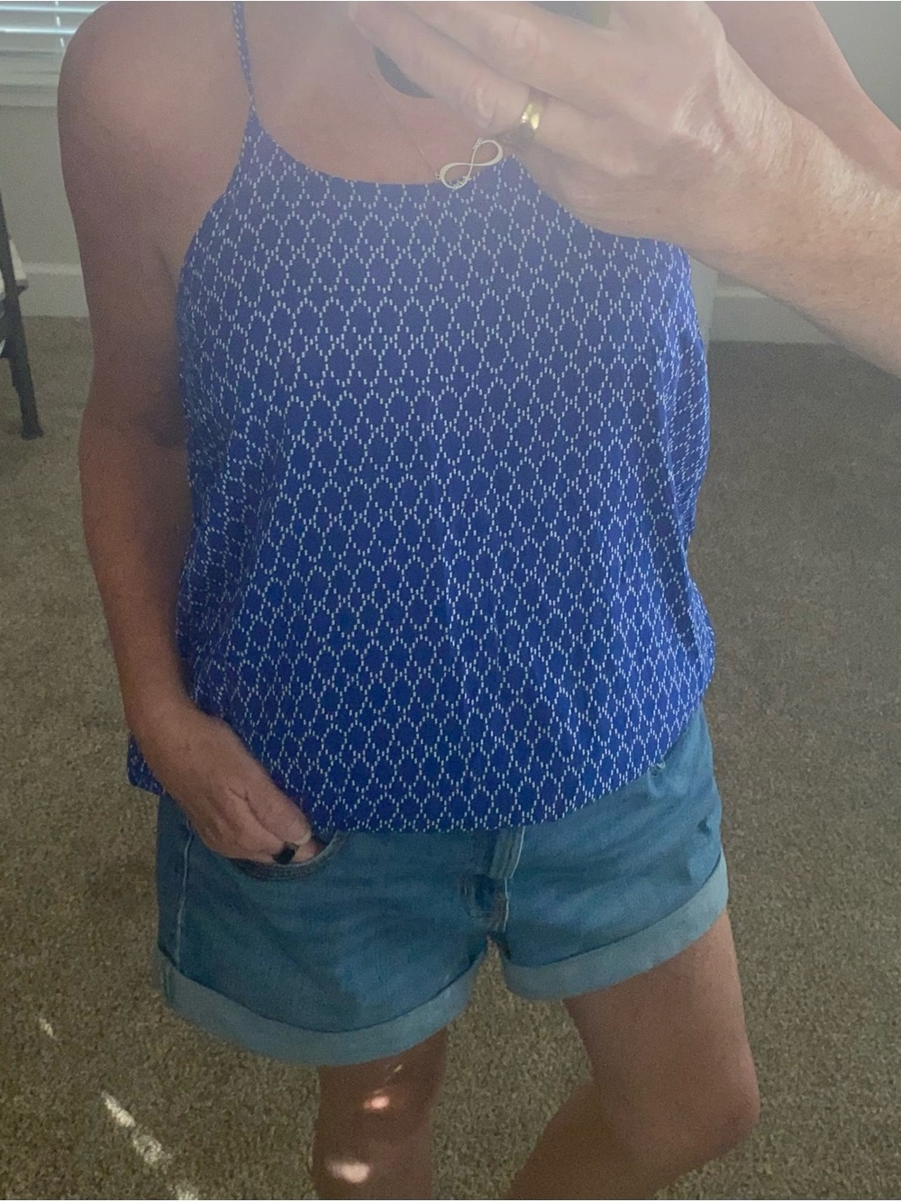 Old Navy Royal Blue White Dotted Tank Top